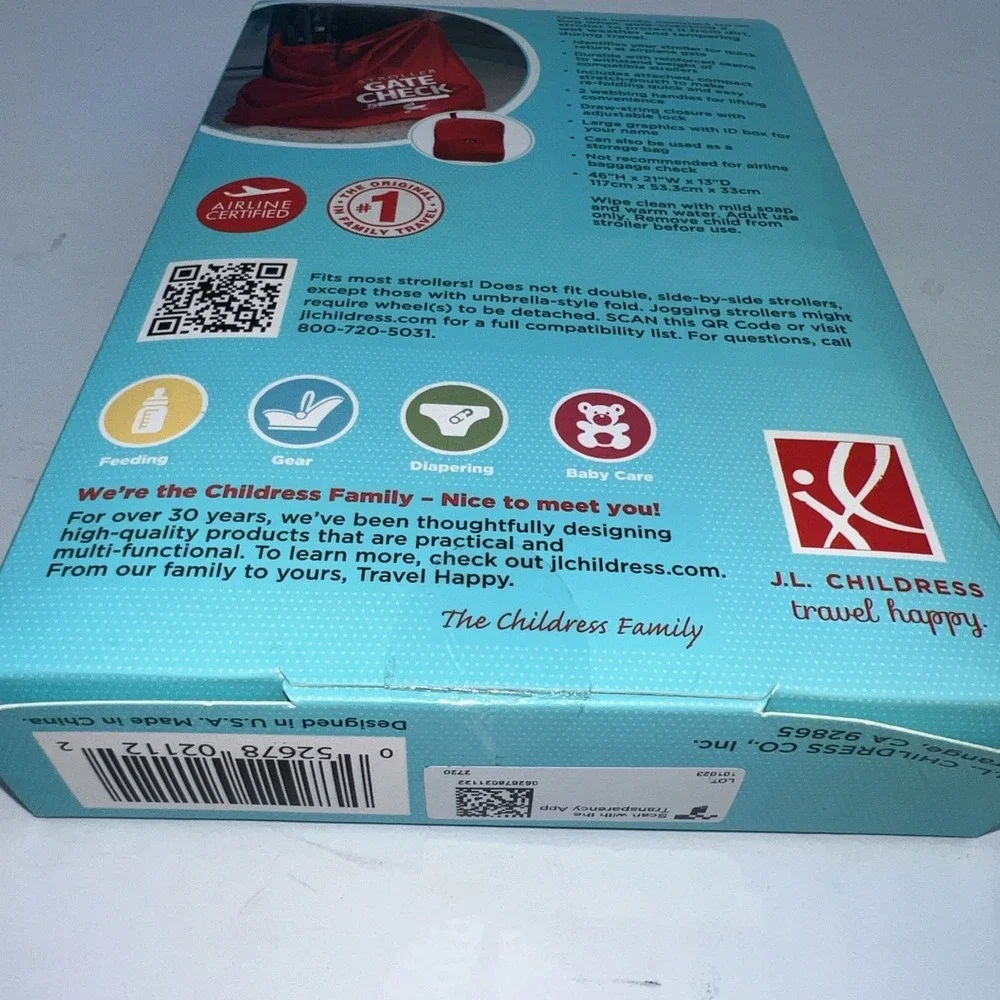 Airline Gate Check Eye Catching Red‎ Travel Bag Standard & Double Strollers